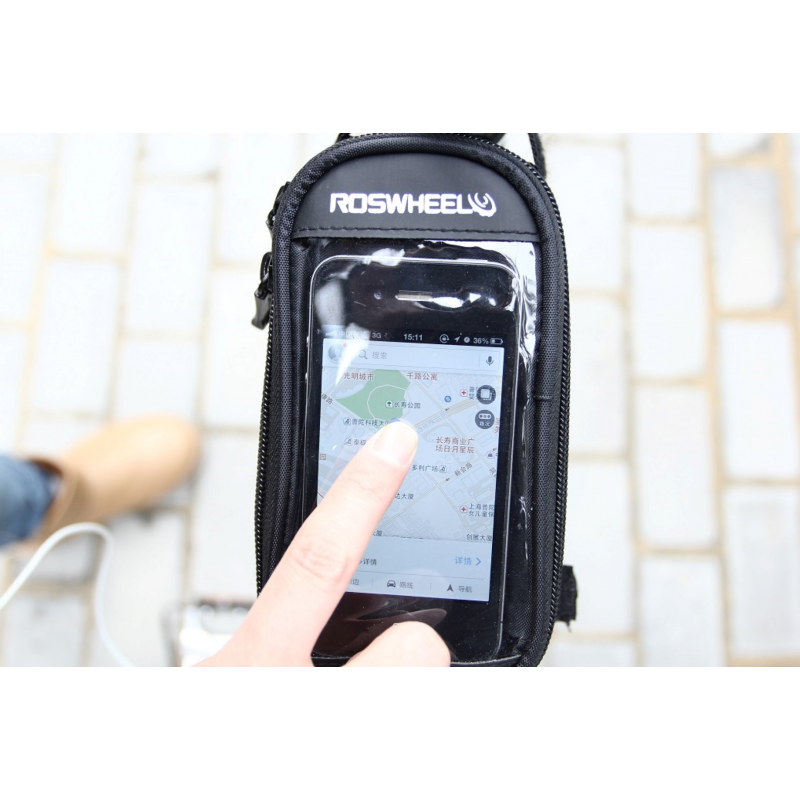 Roswheel Fahrrad Rahmentasche für Touch Screen Handy Schwarz Größe S
